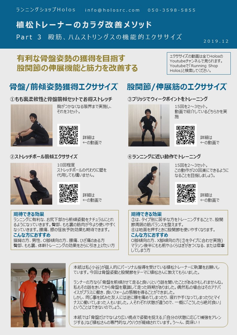 ランニング効率最適化エクササイズ12月号※動画付き～殿筋、ハムストリングス編～